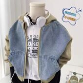 儿童连帽拉链衫 男童春秋牛仔外套2025新款 韩版 休闲上衣中小童潮酷