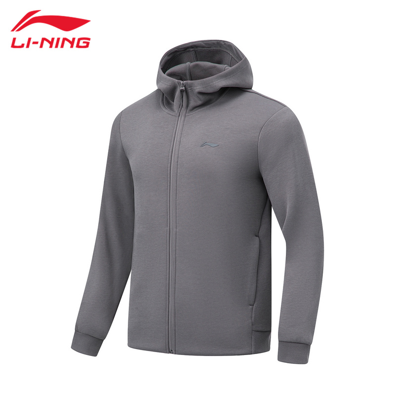李宁男子开衫连帽卫衣健身保暖