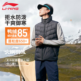 回弹透气立领坎肩保暖鸭绒运动外套背心 新品 李宁羽绒马甲男款 冬季