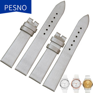 pesno适配欧米茄蝶飞424.12.33 女士机械腕表 白色16mm 娟丝表带