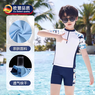 儿童泳衣男童2025新款 游泳衣男孩中大青少年游泳专用 分体双层泳裤