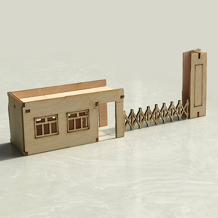 diy手工材料包沙盘景观模型学校小区大门保安室门卫室院门挡车杆