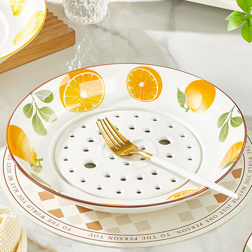 若岚陶瓷饺子盘超大号沥水水饺盘