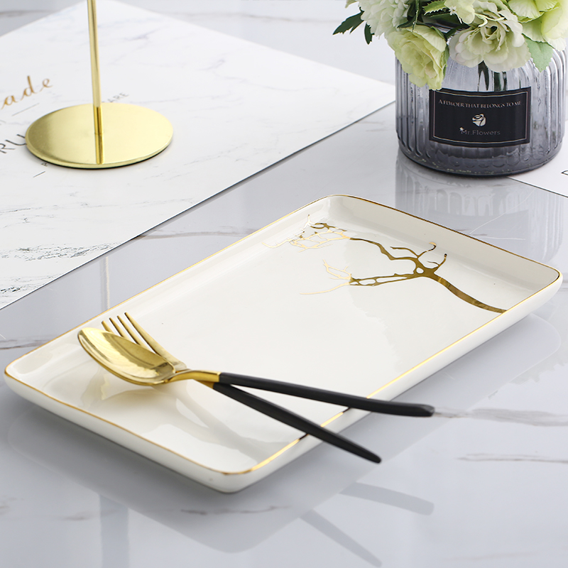 陶瓷鱼盘长方北欧风格