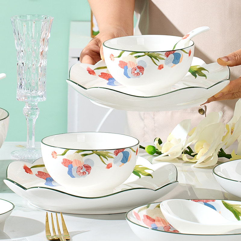 釉中彩健康陶瓷碗盘碟子2025新款家用纯白简约加厚防烫可微波餐具,餐饮具,碗,淘宝优惠券,粉丝福利购,淘宝优惠卷