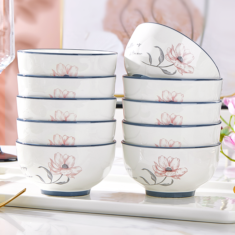 釉下彩陶瓷碗家用2025新款高颜值加厚防烫可微波吃饭碗盘组合餐具,餐饮具,碗,淘宝优惠券,粉丝福利购,淘宝优惠卷