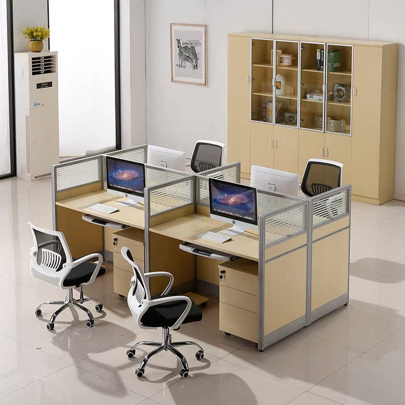 职员办公桌6人位简约现代桌椅组合员工4人隔断办公室屏风办公家具