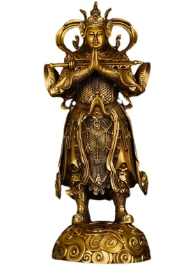 韦陀菩萨摆件全铜楼至佛客厅书房家用韦陀天王铜佛像大号韦天将军
