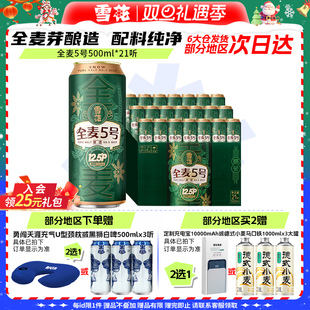 3听整箱全麦芽12.5 雪花啤酒全麦5号500ml 官方旗舰店 共21听