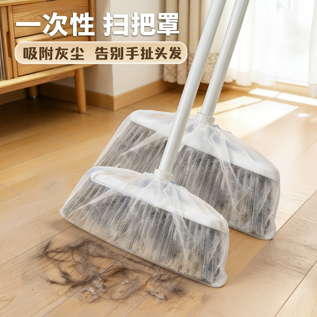 一次性扫把套超厚款扫帚防尘套不粘毛松紧防缠绕头发懒人清理神器