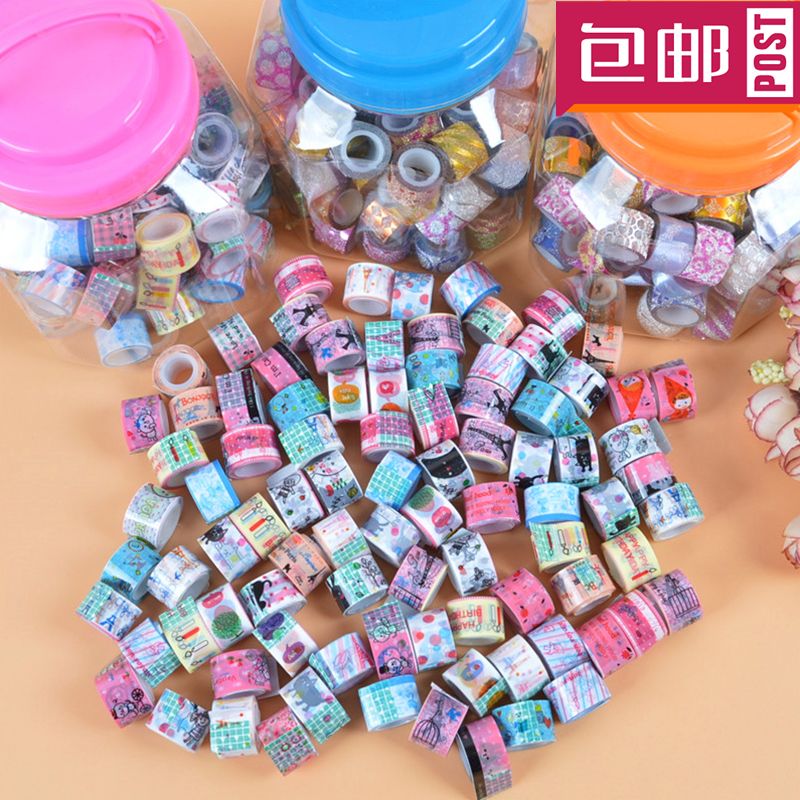 儿童卡通金粉桶装胶带手工装饰胶纸DIY胶条胶纸相片贴装饰小胶带
