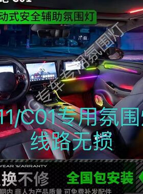 适用零跑C01C11主动式氛围灯动态幻彩专用改装64色汽车高低配通用
