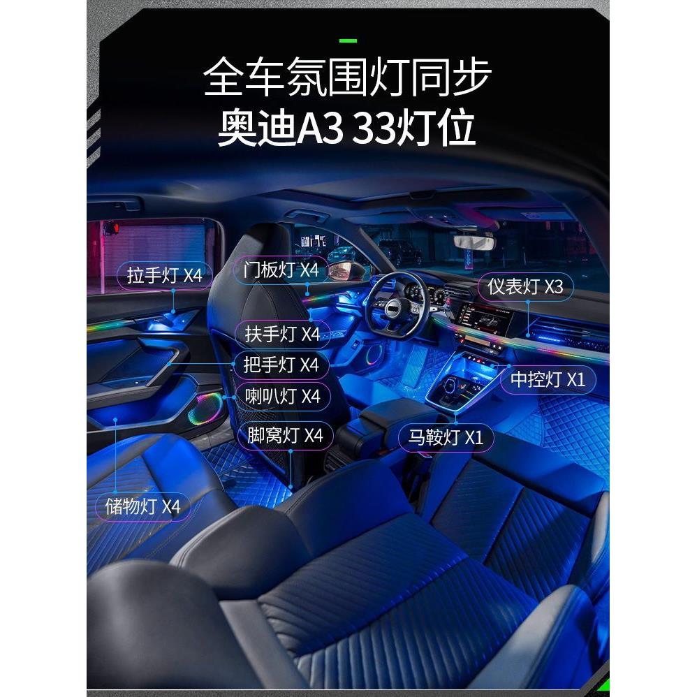 适用于21-23款A3L氛围灯原厂专用动态幻彩64色气氛灯车内改装
