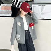 新款 春季 儿童女孩中大童洋气宽松毛衣外套上衣女 女童针织开衫 童装