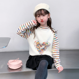 童装女童毛衣秋冬款2025新款套头洋气加绒针织衫上衣儿童毛衣女款