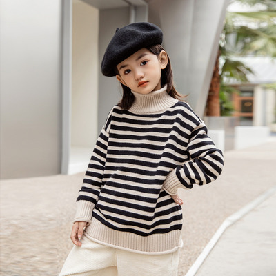 条纹毛衣女童洋气秋冬