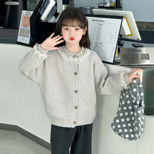 女童外套秋装2026新款洋气中大童儿童春秋季女孩韩版毛衣针织开衫