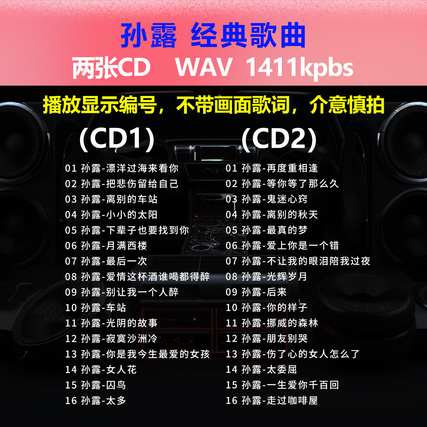 孙露【2张CD】经典32首 碟片CD光盘 出道成名曲 WAV无损音质1634