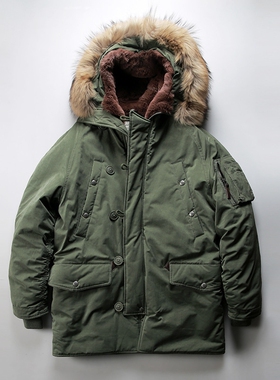 连帽中长款N3B棉服大衣男女羊毛内胆户外休闲加肥加大码号派克服