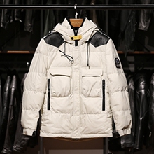 可拆卸内胆黄牛皮羽绒服男休闲运动中长款连帽真皮羽绒皮衣