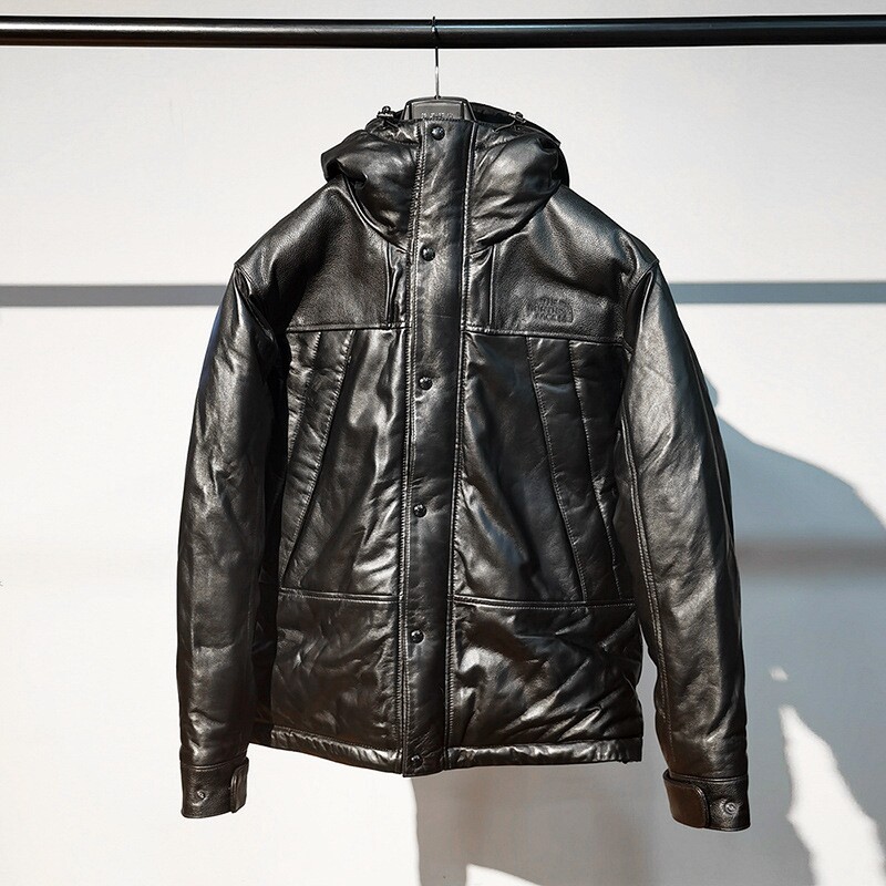 高版美版中长款真皮羽绒服男女户外运动休闲绵羊皮羽绒皮衣外套