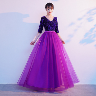 大合唱比赛演出服女长裙成人表演团晚宴主持独唱服装毕业合唱礼服