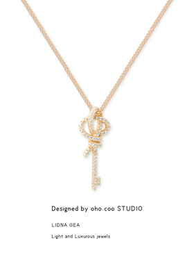Oho coo 新加坡设计师品牌项链女生满钻钥匙轻奢高级锁骨链吊坠