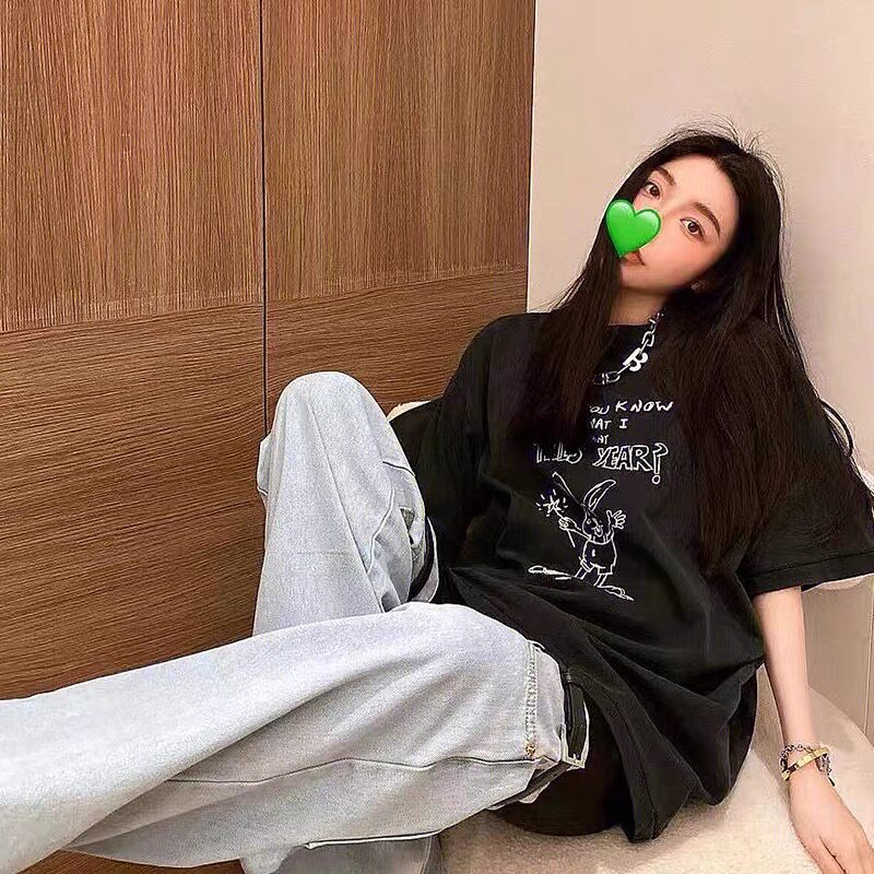 美式复古高街正肩情侣短袖T恤夏季女装重磅纯棉小众设计感上衣。