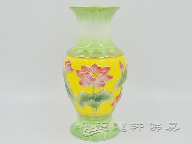 佛具用品 8寸/12寸 上品莲花珐琅瓷花瓶 鲜花瓶 陶瓷花瓶