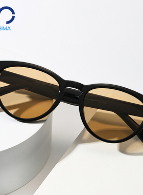 韩版条纹茶色偏光猫眼墨镜女款潮街拍度假高级感棕色遮阳太阳眼镜