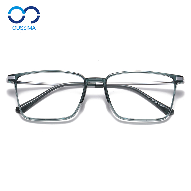 绿色眼镜框男潮大脸方框近视可配镜片个性一体式鼻托复古眼镜架男