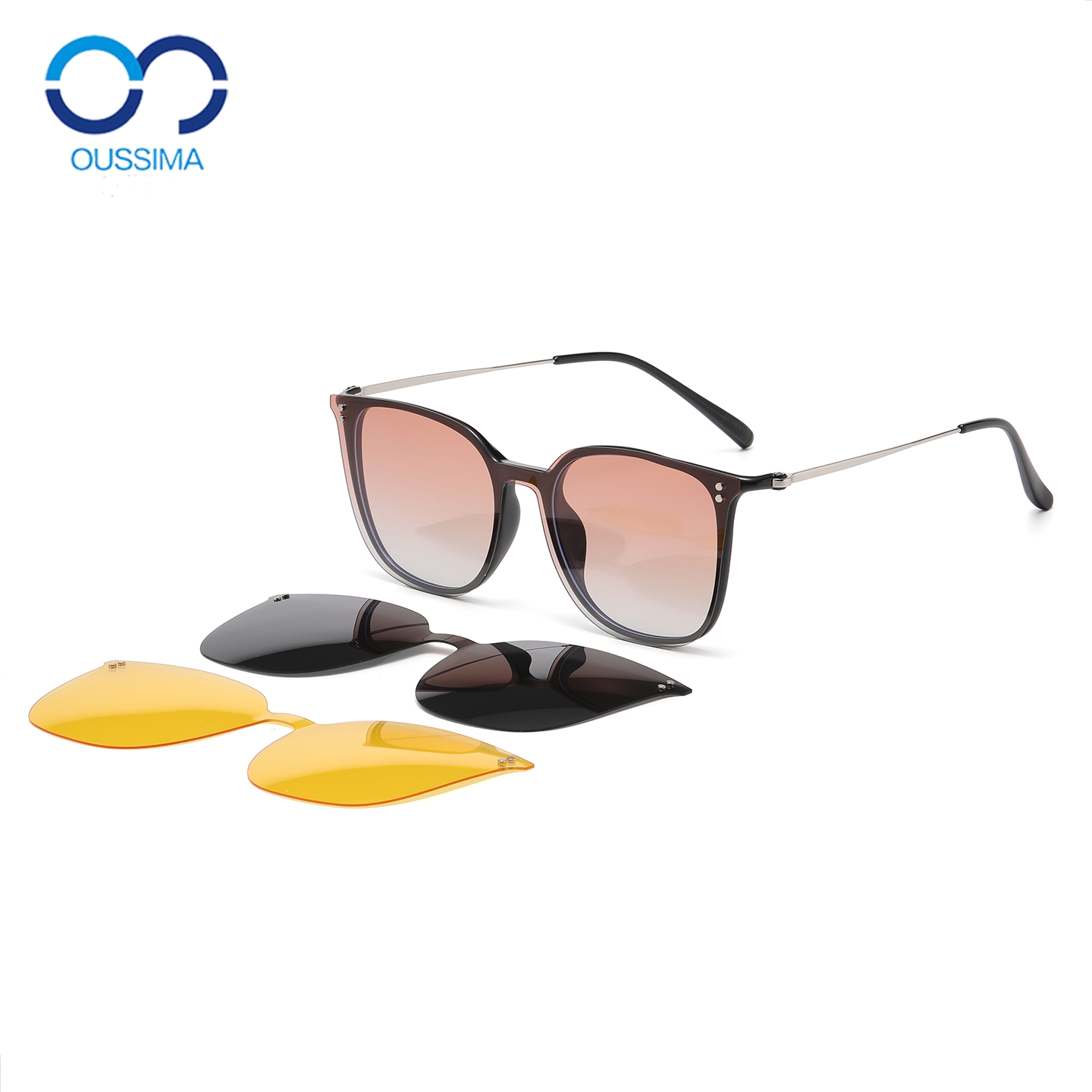 超轻TR90大框三合一磁吸眼镜框架男女近视可配度数偏光太阳镜套镜