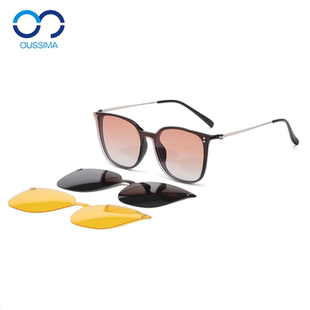 超轻TR90大框三合一磁吸眼镜框架男女近视可配度数偏光太阳镜套镜