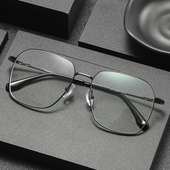 人体力学纯钛双梁防蓝光眼镜框大框变色显瘦近视眼镜男可配度数潮