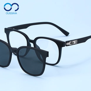 5个吸片超轻黑粗框眼镜磁吸眼镜套镜太阳镜防蓝光夜视近视镜男女