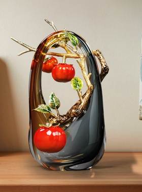 柿柿如意摆件轻奢高档客厅玄关