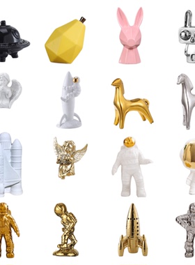 创意简约儿童房陶瓷航天员摆件