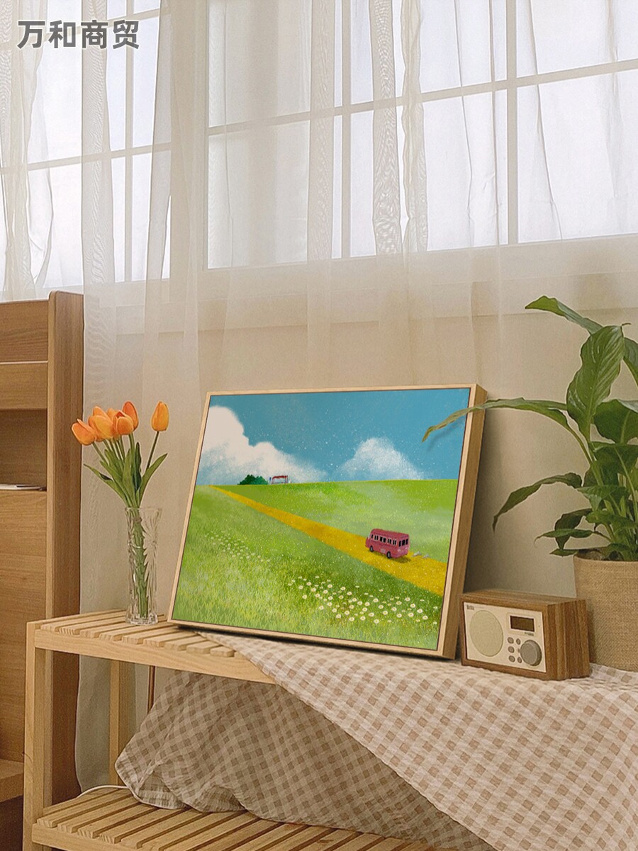 时色《等风来》儿童房装饰画客厅宫崎骏挂画原木风日式小清新摆画