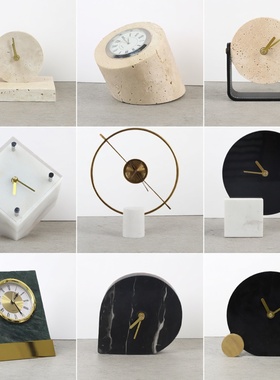 北欧轻奢大理石座钟钟表