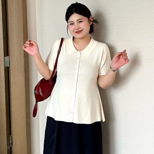乃粒新款23870大码女装休闲上衣女短袖t恤2026夏胖mm冰丝针织衫
