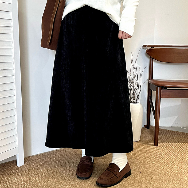 乃粒NQ1313大码女装高腰宽松半身裙女中长款裙子2025冬款胖mm伞裙