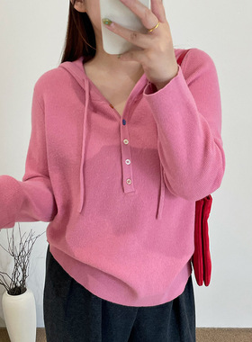 乃粒衣23721大码女装休闲连帽卫衣百搭宽松针织衫冬胖mm套头毛衣