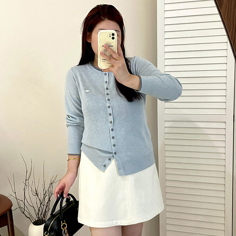 大码女装假两件上衣女外套2025秋胖mm宽松百搭针织开衫23170乃粒