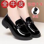 全牛皮真皮乐福鞋女平底春秋新款低跟英伦风小皮鞋妈妈鞋软底单鞋