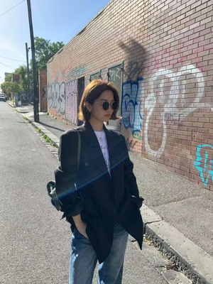 2025早秋季新款女装韩版西装领长袖风衣外套宽松休闲百搭上衣