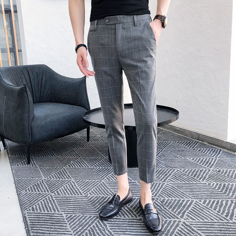 夏季绅士格子小西裤男士英伦潮流九分裤男修身小脚休闲裤9分裤子|msdalam kategori Pakaian Lelaki, seluar santai - dari Buy2taobao.com untuk memberikan perkhidmatan ejen Taobao profesional membeli