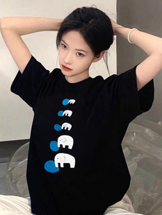 夏季正肩纯棉短袖t恤女2026新款爆款美式设计感小众宽松半袖上衣