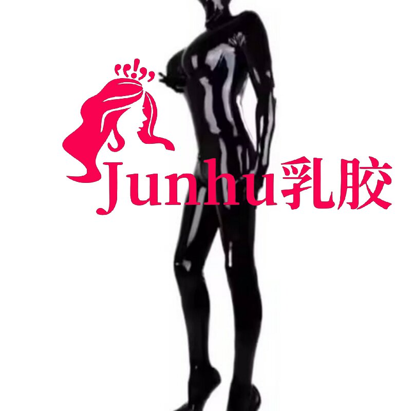 100%乳胶天然橡胶黑色紧身连衣裤Cosplay女式3D胸连身裤