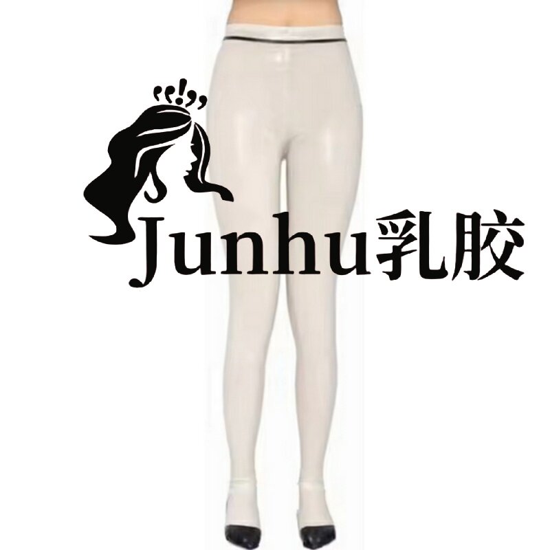 长款性感乳胶紧身裤白色配黑色橡胶长裤长裤女式袜子