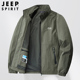 吉普JEEP秋冬加绒夹克宽松休闲口袋拉链大码 男装 中年爸爸风衣外套